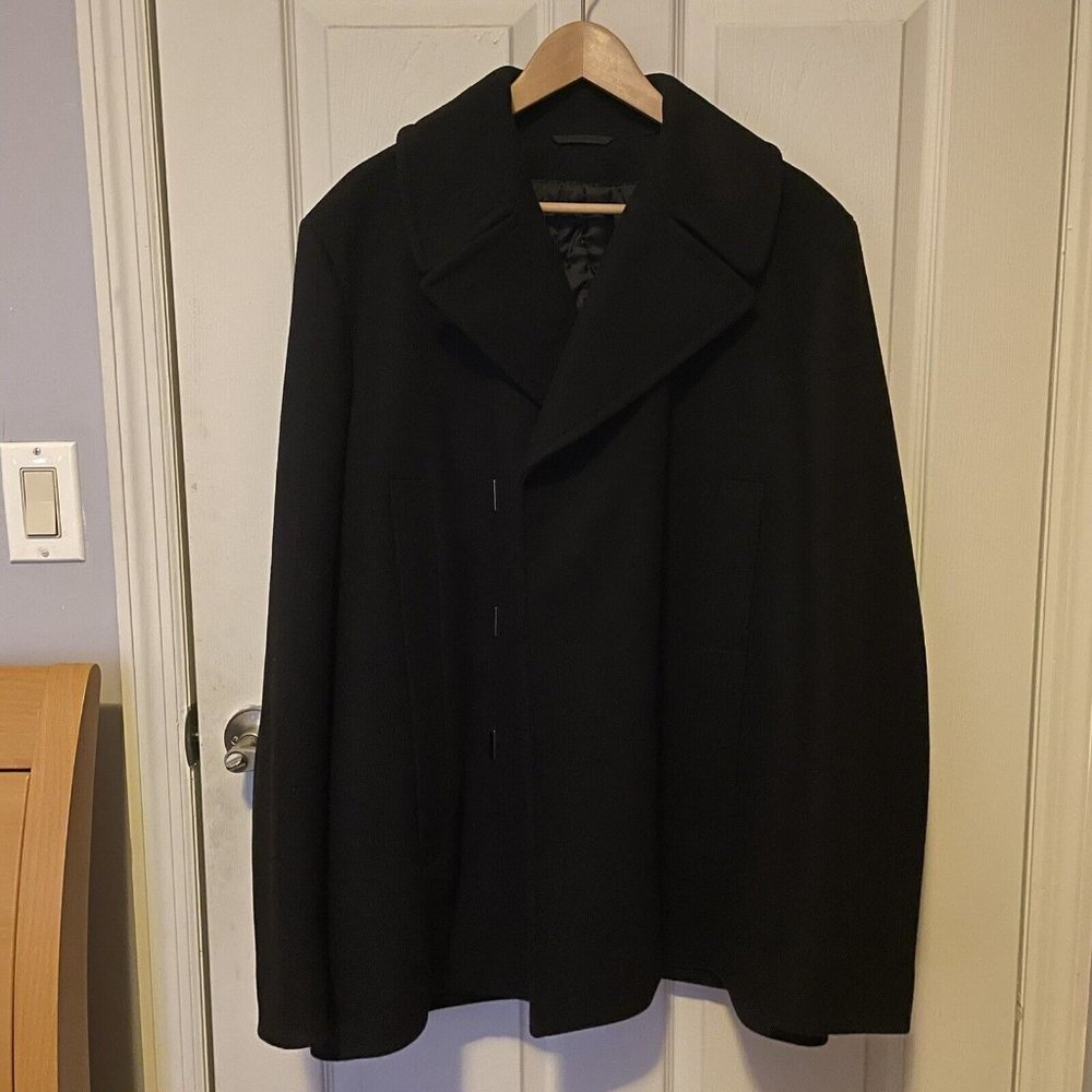 GIVENCHY Men's Black Virgin Wool Open Coat L 50